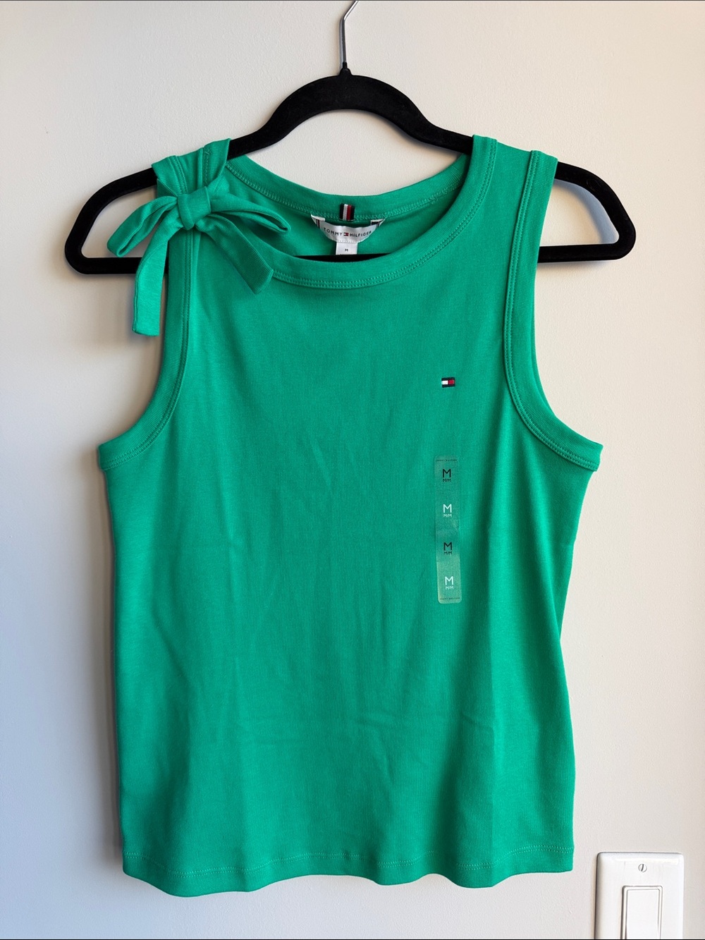 Tommy Hilfiger Emerald Green Bow-Shoulder Tank Top